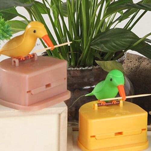 2 Colors Automatically Pops Up Toothpick Box Sanitary Push-type Design Creative Bird Shape Tooth Cleaning Supplies Container