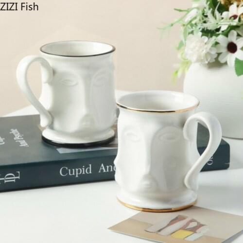 Creativity Face Shape Phnom Penh Coffee Milk Drink Coke Travel Handle Portable Ceramics Mug Office Tea Cup Adult Water Cup