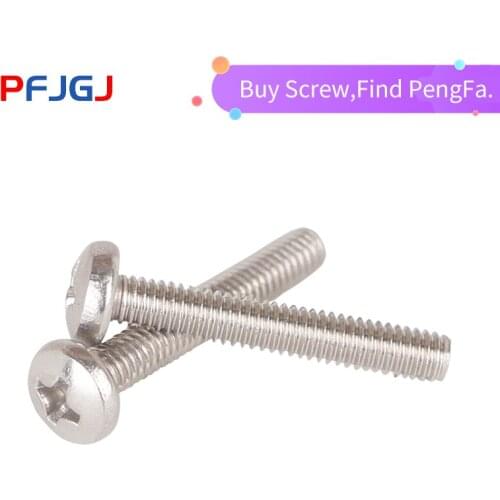 Peng Fa M2 M2.5 M3 M4 ISO7045 DIN7985 GB818 304 Stainless Steel Cross Round Head Bolts Phillips Screws