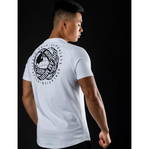 Summer Gym Cotton t shirt Men Fitness Workout Skinny Short sleeve T-shirt Male Bodybuilding Sport Tee shirt Tops Casual Clothin