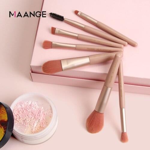 MAANGE 7Pcs Makeup Brushes Set Powder Foundation Eye Blush Brush Cosmetic Professional Makeup Brush Mini Kit Tools send Sponge