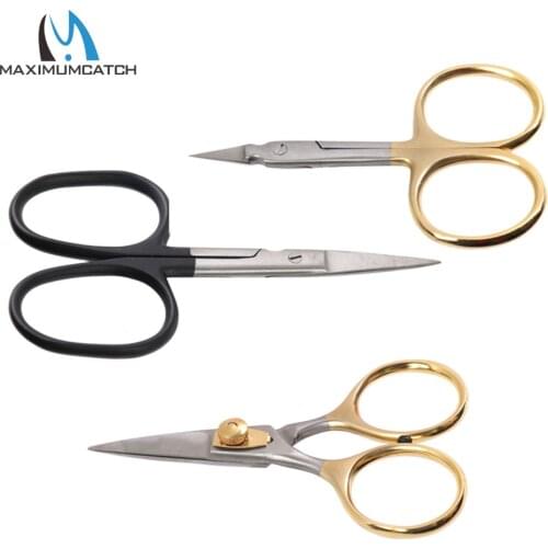 Maximumcatch Fly Tying Scissors Tungsten/Stainless Steel Carbide Blade Adjustable Serrated Fishing Scissors Straight