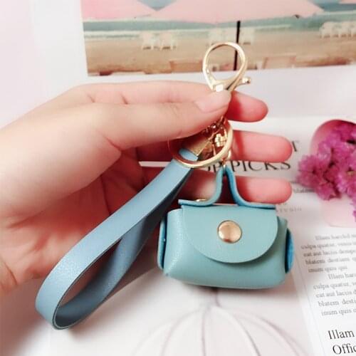 Synthetic PU Leather Cute Mini Bag Keychain Creative Keyring Women Purse Pendant Keychains Gift Small Handbag Coin Purses D882
