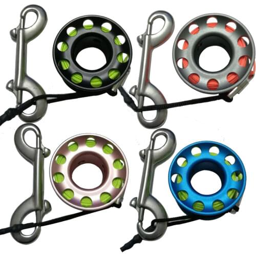 15m 20m Mini Scuba Diving Spool Finger Reel Bolt Snap Hook Aluminum Alloy Free Diving Finger Spool Dive Reel