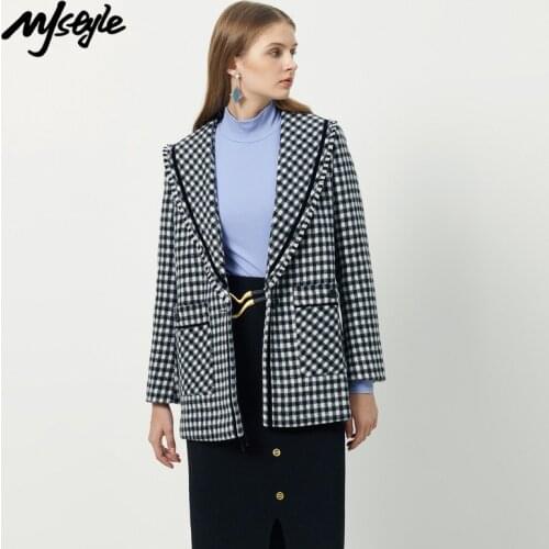 MJ STYLE Women's Plaid Coats