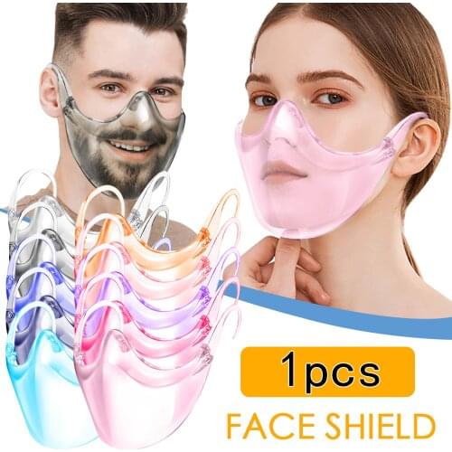 1pc Reusable Face Mask Transparent Colorful Durable Mask Halloween Cosplay Face Combine Plastic Reusable Protection Fashion Mask