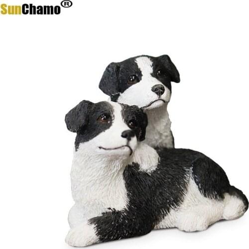Fashion Border Shepherd Dog Model Resin Handicraft Border Shepherd Dog Car-mounted Figurines Murals Miniatures Decoration Crafts