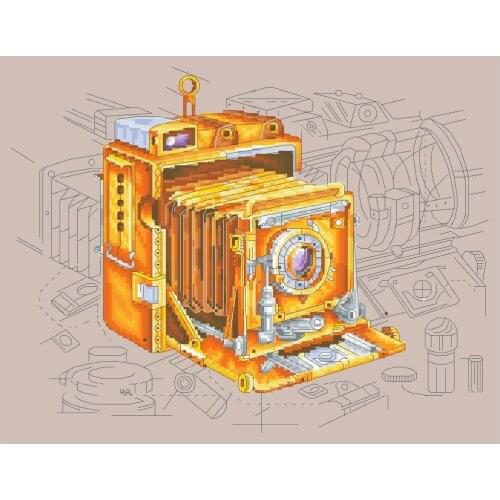 Steam mechanical camera cross stitch kit design cotton silk thread 14ct 11ct linen flaxen canvas embroidery DIY needlework