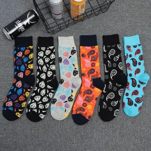 Mens Novelty Socks Cotton Funny Socks Harajuku Diamond Chinese Street Fashion Basketball Dropshipping 2020 Best Selling Products