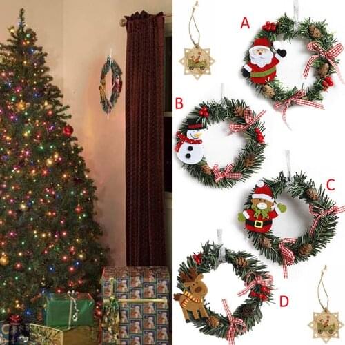 1pcs Christmas Decoration for Door Tree Wreaths Garland Hanging Pendant Window Wall Wreaths Pine Ornament New Year Gifts 2019