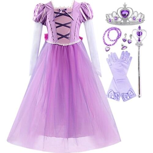 Girls Clothes Rapunzel Dress Kids Rapunzel Cosplay Costume Baby Girl Birthday Party Christmas Fantasy Evening Dress 3-10T
