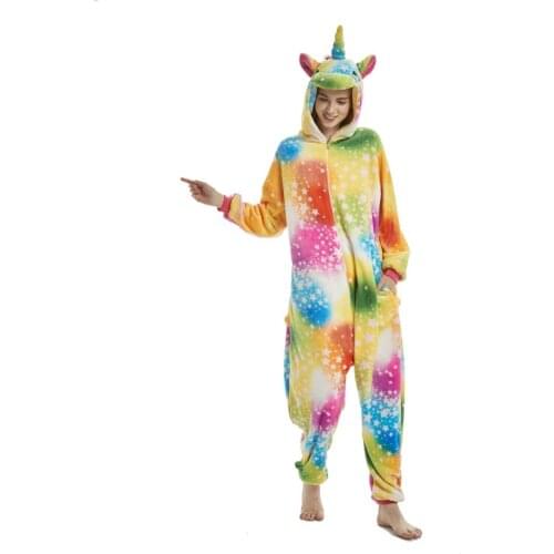 Onesie Wholesale Animal Kugurumi Unicorn onesies Adult Unisex Women Hooded Sleepwear Adult Winter Flannel Jumpsuit