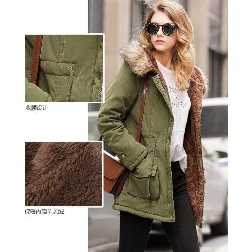 Coat women long fleece jacket cotton 2020 autumn winters scaling long-sleeved wool cotton-padded womens clothes jackets QK001