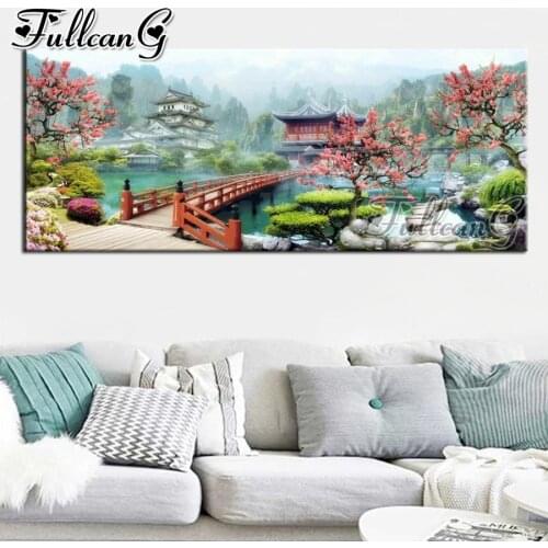 FULLCANG Chinese garden landscape large diamond painting 5d diy full square round drill mosaic embroidery sale decor FC2959