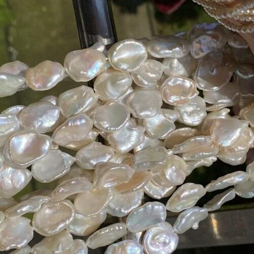 AAA freshwater pearl reborn keshi pearl white flat oval 12-14mm FPPJ wholesale 39cm nature loose beads for DIY jewelry