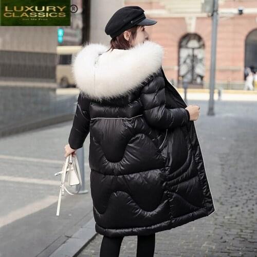 Womens Down Jacket Winter Natural Raccoon Fur Hooded Duck Down Coat Female Clothes 2021 Korean Thck Warm Parka Hiver 911