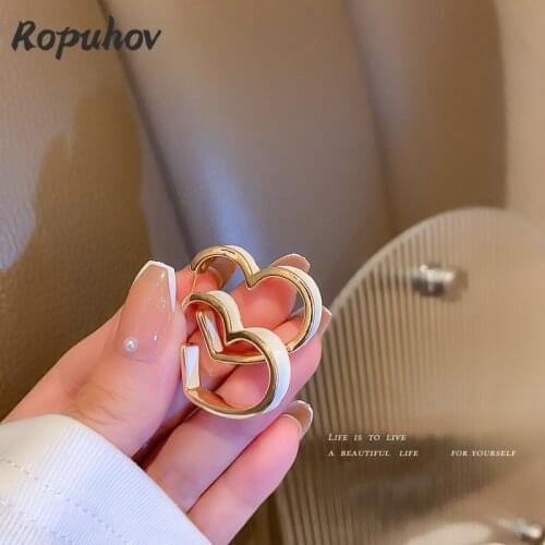 ROPUHOV 2021 New Korean Trendy Jewelry 925 Silver Needle Oil Dripping Love Earrings Simple Sweet Earrings