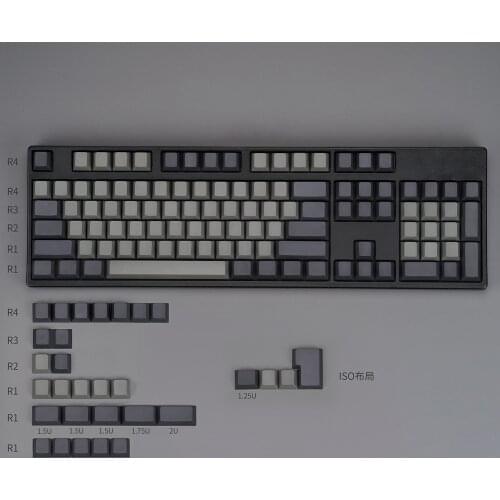 Grey Black Blank Keycaps For Cherry Mx Gateron Kailh Box TTC Switch Mechanical Keyboard 64 67 68 104 Cherry Profile PBT Key Caps