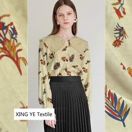 Silk Crepe De Chine Printed Fabric Pure Silk Cloth Garment Dress by Meter for Sewing Material Smooth Shiny Tough Cloth