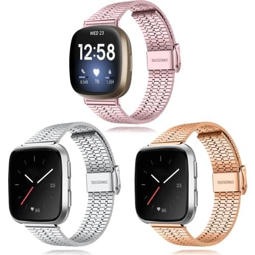 Replacement Band For Fitbit Versa 3 2 Lite Metal Bracelet For Fitbit Versa Sense Stainless Steel Strap Smart Watch Belt Loop