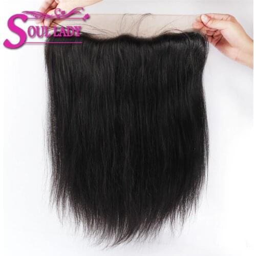 Soul Lady Transparent Lace PrePlucked 13*4 Ear to Ear lace frontal Bleached Knots Remy Brazilian Straight Human Hair Frontal
