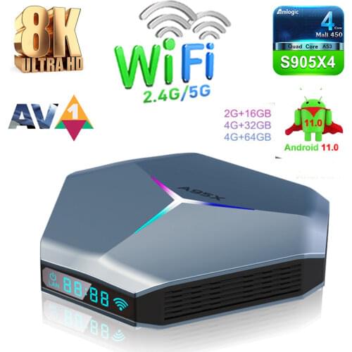 A95X F4 50pcs Amlogic S905X4 RGB Android 10 Set Top Box 4K HD Y0uTube 4GB RAM 32GB 64GB 128GB ROM Smart TV Box Wifi 2G 16G