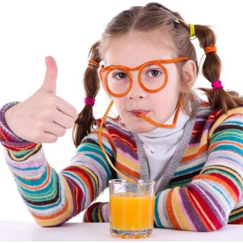 Funny Creative Soft Glasses Straw for Kids Birthday Gifts Toys Fun Glasses Flexible Drinking Toy Children Baby Party Accessories
