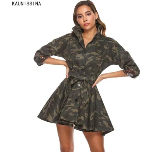Women Camouflage Jacket Long Sleeve Turn-down Collar Sequins Patchwork Streetwear Ladies Coats and Jackets Spring Autumn Outwear