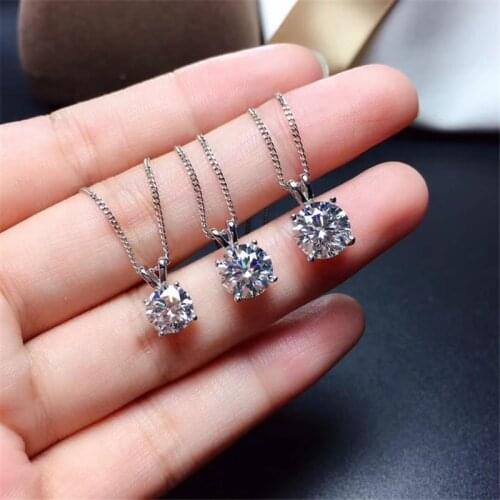 Moissanite Pendant 1CT 1.5CT 2CT VVS Lab Diamond for Women Engagement Anniversary Gift Necklace with Certificate Real 925 Silver