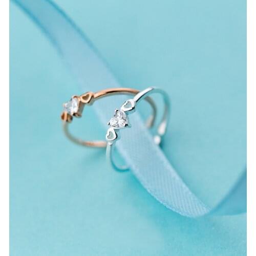 MloveAcc Genuine 925 Sterling Silver Love Heart Finger Rings for Women with AAA Zircon Engagement Rings Fashion Jewelry