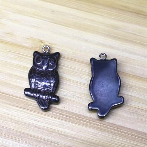 12pcs Black Gallstone Non-magnetic Owl Pendant Hematite Owl Pendant DIY Handmade Bracelet Necklace Earrings Jewelry Accessories