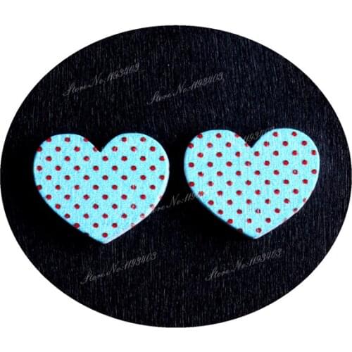 16mm Polka Dot branches Heart Shape Image Painted Wooded Laser Cut Cabochon to make Rings, Earrings, Bobby pin, pendant