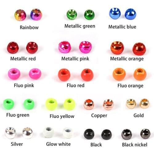 25PCS Fly Fishing Hook Tungsten Round Beads Nymph Head DIY Slotted Fly Tying Tungsten Beans Ball On For Fishing Tackle 2.0-4.6mm
