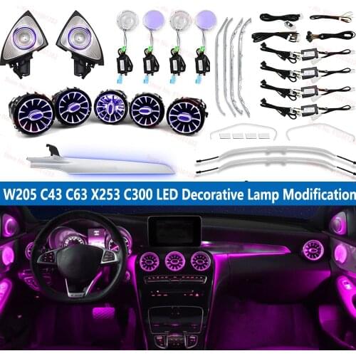 3/12/64 Colors ambient light front rear air vent neon lamp footlight door trim atmosphere light for c glc w205 x253 2014-2021