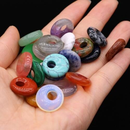 3pcs Natural Agates Rose Quartzs Stone Beads Round Simple Big Hole Beads Pendant for Jewelry Making DIY Charms Necklace Earring