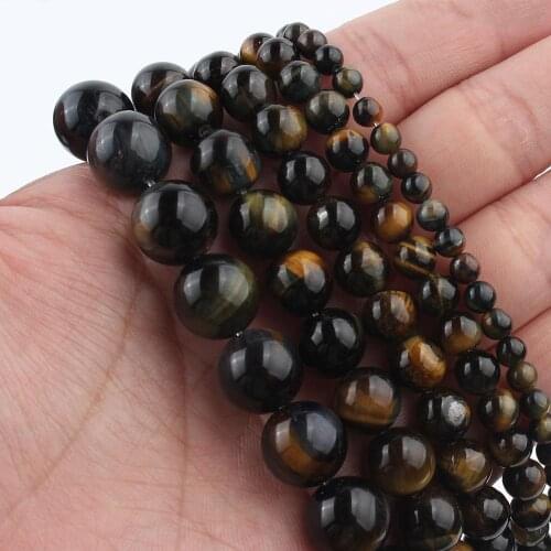 6 8 10mm Natural Yellow Blue Tiger Eye Stone Beads Round Loose Spacer Beads For Jewelry Making DIY Bracelets Earings 15"Inches