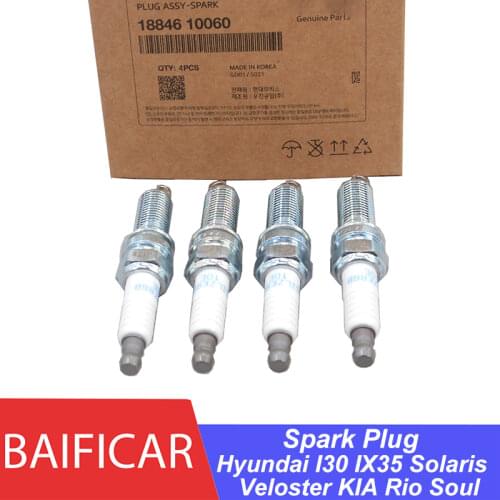 Baificar Brand New Genuine 4PCS SILZKR6B10E Iridium Spark Plug 18846-10060 For Hyundai I30 IX35 Solaris Veloster KIA Rio Soul