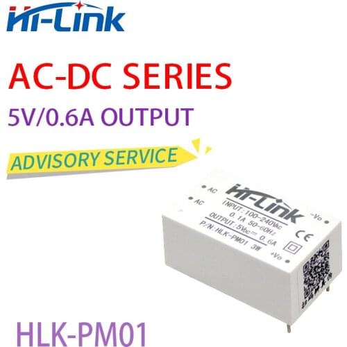Free shipping AC-DC converter module, Hi-Link power step-down isolation module HLK-PM01W 85-264V to 3W 5V 600mA for 5pcs/lot