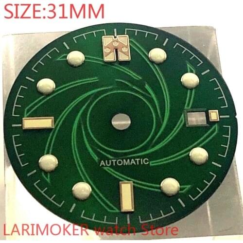 NO logo 31mm watch dial is suitable for ETA 2836/2824 DG2813/3804 Miyota 8215 821A 8205 MH35cases automatic movement dial green