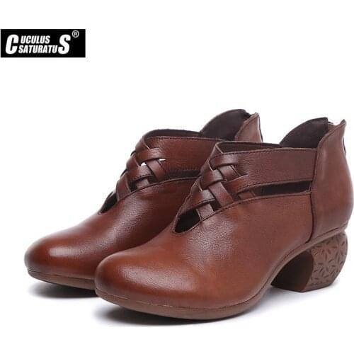 Cuculus 2021 Designers women Pumps Mixed Lace-Up Womens Shoes high heels Vintage footwear woman Full-grain Cow Leather shoes