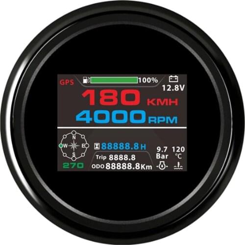 85mm Gauge GPS Speed Meter Odometer With GPS Antenna MPH Speedometer Tachometer Volt Oil Pressure Water Temp Fuel Leve 10 In 1