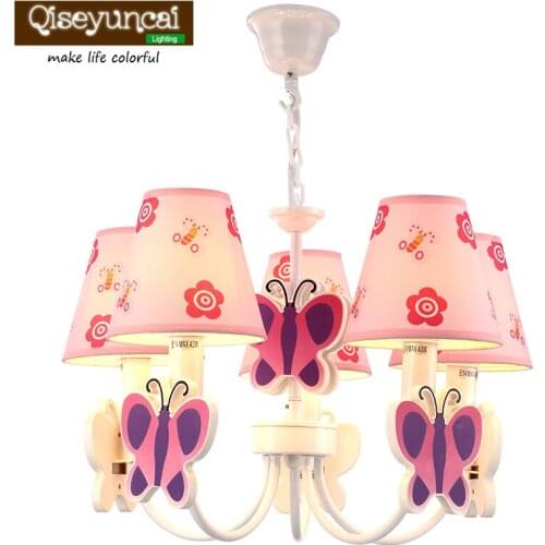 Qiseyuncai Childrens room cute cartoon led chandelier girl room princess bedroom creative warm lighting free shipping
