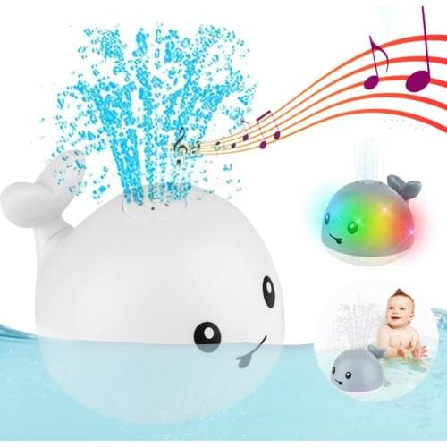 Baby Bath Toys Spray Water Whale LED Light Up Bath Toys for Kids Electric Whale Induction Water Spay Ball Bathroom Bathtub Toys