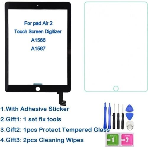For iPad Air2 Touch Screen A1566/A1567 Digitzer Screen For iPad 6 Air2 Touch Screen Sensor Glass Panel Replacement For iPad6