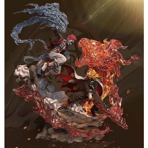 Demon Slayer Blade Flame Pillar Purgatory Apricot Shou Lang vs Shang San Yi Wo Block GK Limited Statue Figure