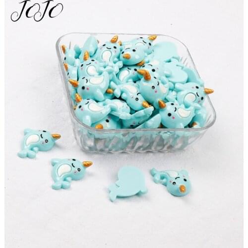JOJO BOWS 10pcs Resin Dolphin Patches Gold Horn Accessories DIY Hair Rope Hair Bows Ornament Materials Apparel Sewing Supplies