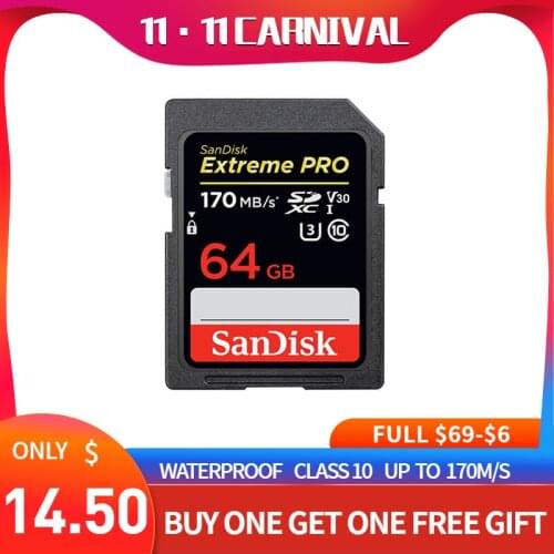 SanDisk Extreme Pro SD Card 32GB 64GB 128GB 256gb Class 10 SDHC SDXC 95M/S 170M/s Memory Card Support U3 4K for Digital Camera