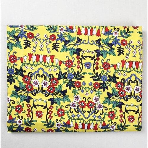 Chinese Bellflowers pattern fabric Retro style fabric Calico Printed cotton fabric for DIY Bag 1 order=50cm*140cm