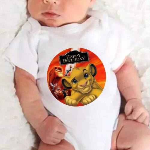Baby Bodysuits Summer The Lion King HAPPY BIRTHDAY Letter Print O-neck Toddler Romper Fashion Classic Girl Boy Infant Bodysuits
