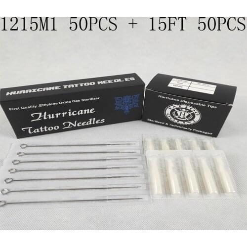 Tattoo Tips and Needles (15M1+15FT) 50pcs Disposable Tattoo Needles and 50pcs Disposable Tattoo White Tips